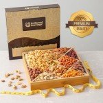 Gourmet Mixed Nuts Christmas Gift Basket with Lazy Susan in Sleek Bamboo Wood Reusable Platter | XL 2.5 lb Platter Includes 12 Assortments of Premium Nuts, Kosher