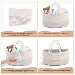 luxury little Diaper Caddy Organizer, Large Cotton Rope Nursery Baby Basket, Changing Table Organizer for Baby Diaper Storage, Portable Car Organizer with Removable Divider, Baby Shower Gifts - White