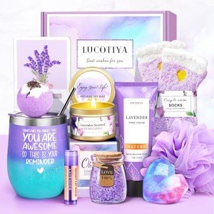 LUCOTIYA Gifts for Women, Mother's Day Gifts Basket for Woman Birthday Wine Tumbler Self Care Package Gift for Mom, Bestie, Her, Sister, Wife, Auntie Thank You Gift for Women Teacher Appreciation