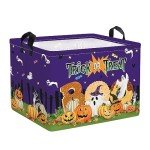 Clastyle Pumpkin Halloween Basket for Kid Boo Basket Stuffers with Ghosts Purple Trick or Treat Spooky Basket Candy Cookies Halloween Storage Bins Boxes