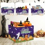 Clastyle Pumpkin Halloween Basket for Kid Boo Basket Stuffers with Ghosts Purple Trick or Treat Spooky Basket Candy Cookies Halloween Storage Bins Boxes