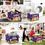Clastyle Pumpkin Halloween Basket for Kid Boo Basket Stuffers with Ghosts Purple Trick or Treat Spooky Basket Candy Cookies Halloween Storage Bins Boxes