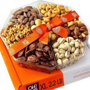 Nuts Gift Basket 2.2 LB | Large 7 Variety Holiday Freshly Roasted Party Tray | Birthday, Anniversary, Corporate Tray | Premium Gift Basket Idea for Men & Women by Oh Nuts