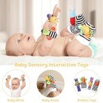 iAOVUEBY Baby Gift Set, Baby Shower Gifts, Black and White High Contrast Baby Toys 0-6 Months for Newborn Essentials Infant Rattle Socks Elephant Toys Blanket Onesies Baby Gift Basket for Girls Boys