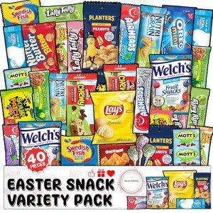 Sweet Gifting Easter Snack Box Variety Pack 40 Count - Assorted Snacks Variety Pack for Adults & Snack Boxes for Kids, Easter Care Package for College Students, Office, Birthdays & Back to School