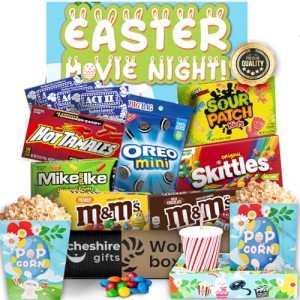 Movie Night Family Easter Basket For Teens & Adults - Easter Candy, Popcorn & Easter Movie Trays - Easter Baskets For Kids Already Filled & Easter Gifts by Cheshire Gifts