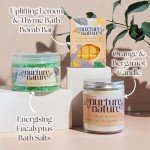 Nurture by Nature RELAX & UPLIFT Pamper Spa Kit – Mother's Day Gift – Spa Gift Basket with Bath Salts, Bath Bombs & Candle – Self-Care Kit – At-Home Spa Set for Special Occasions, Bath Set