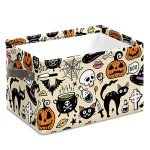 Halloween Ghost Basket with Handles spooky basket stuffers for Boyfriend Large Collapsible Storage Bins Boxes for Shelves Home Office Toys