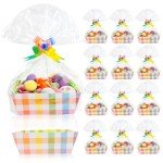 Kolewo4ever 36 Pieces 12 Pack Easter Gift Baskets, Empty to Fill, 8x10'' with Colorful Pull Bows