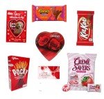 Valentines Day Gift Basket Set | Teddy Bear Plush (RED OR WHITE), Elmer Heart Chocolate, Milk Chocolate Bar, Kit Kat Chocolate Bar, Glico Pocky Chocolate Sticks, Creme Savers Candy, Resees Chocolate Peanut Butter Hearts, V - Day Card, & V-Day Gift Bag ( Design Varies) For Kids Her Him Wife Friend Girlfriend ( Anyone)