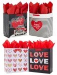 Valentines Day Gift Basket Set | Teddy Bear Plush (RED OR WHITE), Elmer Heart Chocolate, Milk Chocolate Bar, Kit Kat Chocolate Bar, Glico Pocky Chocolate Sticks, Creme Savers Candy, Resees Chocolate Peanut Butter Hearts, V - Day Card, & V-Day Gift Bag ( Design Varies) For Kids Her Him Wife Friend Girlfriend ( Anyone)