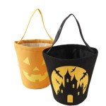 Zhenpony Halloween Trick or Treat Bag, Pumpkin Canvas Candy Tote Bucket Multipurpose Portable Collapsible Reusable Goody Bucket - Best Halloween Party Gifts