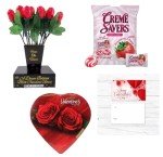 VALENTINE GIFT BASKET SET |10" Teddy Bear Plush (White or Red), Dozen Belgian Milk Chocolate Roses Bouquet, Creme Savers Strawberry and Creme Hard Candy, Elmer Chocolate Rose Flowers Heart Shaped, &