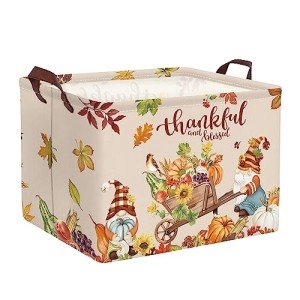 Clastyle Large Gnome Pumpkin Thanksgiving Gift Basket Autumn Farm Harvest Cart Turkey Fall Nursery Bin Orange Kid Clothes Toy Book Shelf Basket