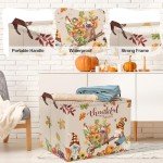 Clastyle Large Gnome Pumpkin Thanksgiving Gift Basket Autumn Farm Harvest Cart Turkey Fall Nursery Bin Orange Kid Clothes Toy Book Shelf Basket