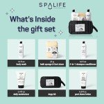 SpaLife 7-Piece Bath and Body Men Grooming Gift Set - 2-in-1 Shampoo & Conditioner, Body Wash, Daily Moisturizer, Post-Shave Lotion, Bath Sponge & Foot Stone for Luxurious At-Home Spa