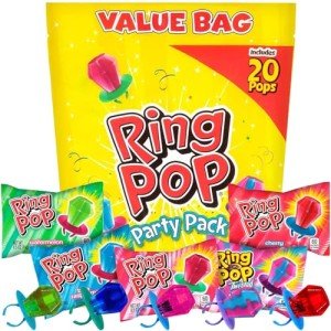 Ring Pop Easter Candy Lollipops, 20 Ct Variety Pack in Assorted Fruity Flavors, Bulk Individually Wrapped Hard Candy Lollipops For Easter Basket Stuffers, Party Favors, Treats and Gifts for Kids