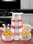 Christmas Tower Box, Party Mix, Gourmet Gift Tower Basket, Gift Basket, Waffle Pretzels, Salted Pistachios, Caramel Corn, Ferroro Rocher