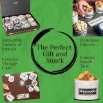 Snack Box Gift Basket, Birthday Gift for Men, Food Care Package, Unique Tins of Assorted Nuts, Snacks in Stunning Case - Treat for Men, Women, Dad, Friends, Family
