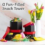 Premade Easter Care Package Tower gift - Candy Snacks gift Treats Plush Bunny Cookies Gift Box Bundle Basket Fillers Stuffers Present Kids Adults Boys Girls College Student Child Grandchildren Toddlers