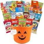 Halloween Care Package Gift Basket pack Candy Snacks Assortment Trick or Treat Cookies Food Bars Toys Variety Gift Pack Box Bundle Mixed Halloween bucket for Children Kids Boys Girls College Studen