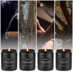 Scented Candles Set | Men Candle Set, Scented Candles for Home, Gifts for Men Aromatherapy Gift Set - 4 Pack Manly Gifts Soy Candle of Leather/Smoke & Vanilla/Oak/Lavender