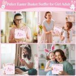 Larchio Easter Basket Essentials For Adults Easter Gifts for Women Basket Sutffers for Teen with Bunny Mug Scented Candle Spa Gifts for Women Teen Girls