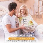 Get Well Soon Gifts for Women, 10pcs Care Package Unique Birthday Gifts for Women Sending Sunshine Box Sunflower Basket w/Inspirational Blanket Jar Candle for Thinking of You Sister Best Friend