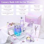 Gifts for Women, Birthday Gifts Spa Gifts Baskets for Women Bubble Bath and Body Gifts Set Lavender Gifts for Mom Her Female Sister Mother Teacher Wine Tumbler Purple
