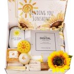 Get Well Soon Gifts for Women, 10pcs Care Package Unique Birthday Gifts for Women Sending Sunshine Box Sunflower Basket w/Inspirational Blanket Jar Candle for Thinking of You Sister Best Friend