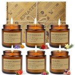 Candles for Home Scented,6Pack Soy Wax Candle Sets,Aromatherapy Candle Gift Set for Women,150 Hours Long Burn Time, Amber Jar Candle Candles Gift for Birthday