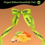 NUT CRAVINGS Gourmet Collection - Easter Dried Fruit & Mixed Nuts Gift Basket in Reusable Wooden Tray + Ribbon (12 Assortments) Arrangement Platter, Healthy Kosher Corporate