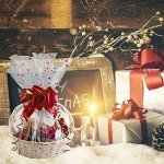 Morepack Clear Basket Bags, 10 Pack 22x32 Inches Large Cellophane Bags Clear Printed Cellophane Wrap for Gift Baskets