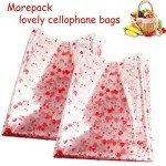 Morepack Clear Basket Bags, 10 Pack 22x32 Inches Large Cellophane Bags Clear Printed Cellophane Wrap for Gift Baskets