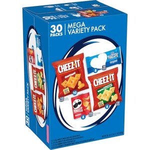 Kellogg's Cheez-It, Pringles & Rice Krispies Treats Snacks Mega Variety Pack, 30.1oz Box (30 Count)