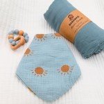 Baby Gift Set Boy - Newborn Shower Gift Basket with Large Minky Plush Blanket, Muslin Swaddle, Teether, Wooden Birth Record, Hand & Foot Print Kit, Nemo Socks, for Newborn Essentials Boys, Blue