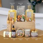 Mother's Day 10 Pc Spa Gift Set for Women - Gifts for Her Spa Kit Bubble Bath Spa Gift Basket for Women with Epsom Salt, Bath & Body Oil, Body Scrub, Candle, Wood Massage Tool - Bath Set Spa Basket