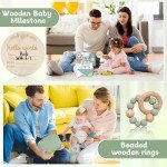 Baby Gift Set Baby Shower Gifts Basket for Newborns New Born Baby Sage Green Gift Basket with Baby Rattle Swaddle Security Blanket for Gender Neutral Baby Girls Boys