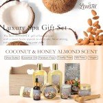 Mother's Day 10 Pc Spa Gift Set for Women - Gifts for Her Spa Kit Bubble Bath Spa Gift Basket for Women with Epsom Salt, Bath & Body Oil, Body Scrub, Candle, Wood Massage Tool - Bath Set Spa Basket