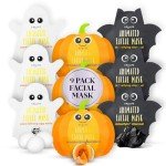SpaLife Facial Mask Sheet Bundle - Pumpkin, Ghost, Bat - Halloween Character Mask Bundle - Face Masks for Skin Care - Moisturizing Sheet Face Masks - Skincare Pack for Women - Spa Beauty Masks