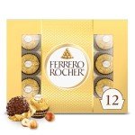 Ferrero Rocher, 12 Count, Gourmet Milk chocolate Hazelnut, Chocolate Gift Box, Individually Wrapped, 5.3oz