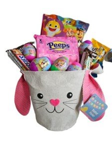 Easter Gift Basket for Kids, 14 Nickelodeon Candy Filled Eggs, Bunny Basket Panier, Chocolate Candy, Fun Easter Gift for Boys and Girls, Great Easter Party Favor (Pink Themed)