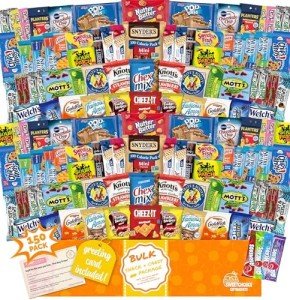 Snack Box Care Package (150) Variety Snacks Gift Box Bulk Snacks -Fathers Day College Students, Military, Work or Home - Over 9 Pounds of Snacks! Snack Box Fathers gift basket gifts for men