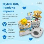 Joyful Arrival Deluxe Baby Boy Gift Basket | 20-Piece Newborn Baby Boy Gift Set | Gift for Expecting Moms and Gender Reveals | New Baby Gift Basket | Baby Gift Set - Blue | Nikki's Gift Baskets