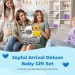 Joyful Arrival Deluxe Baby Boy Gift Basket | 20-Piece Newborn Baby Boy Gift Set | Gift for Expecting Moms and Gender Reveals | New Baby Gift Basket | Baby Gift Set - Blue | Nikki's Gift Baskets