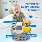 Joyful Arrival Deluxe Baby Boy Gift Basket | 20-Piece Newborn Baby Boy Gift Set | Gift for Expecting Moms and Gender Reveals | New Baby Gift Basket | Baby Gift Set - Blue | Nikki's Gift Baskets