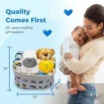 Joyful Arrival Deluxe Baby Boy Gift Basket | 20-Piece Newborn Baby Boy Gift Set | Gift for Expecting Moms and Gender Reveals | New Baby Gift Basket | Baby Gift Set - Blue | Nikki's Gift Baskets