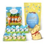 Lindt Easter Basket with GOLD BUNNY, Festive Lindt Chocolate for Kids with Pink Easter Basket Ready for Gifting