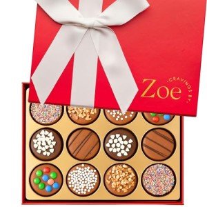 CRAVINGS BY ZOE Easter Chocolate Covered Cookies Gift Basket | 12 Piece | Kosher Milk & Dark Belgian Chocolate Gourmet Food Gift Box | Birthday, Mothers Day, Thank You, Candy Gifting Men Women Her