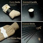 DINBER Wellness Box 12pc Self Care Spa Gift Basket for Women - Loving Gift for Birthday, Best Friend, Get Well Soon. Luxurious Scented Candle, Jade Roller, Bath Bomb, Incense, Fuzzy Socks